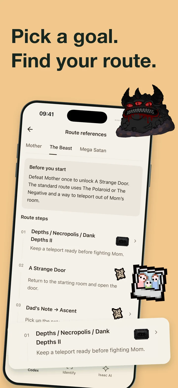 Isaac Codex App Store artwork showing progression routes